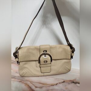 Vintage Coach 3511 Soho Leather Flap Shoulder Bag Ivory
